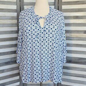 Tie Neck Flutter Sleeve Top | 89th & Madison | 3X